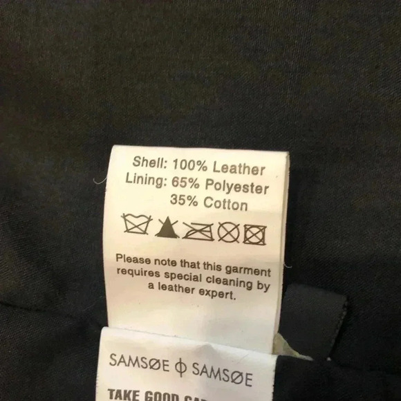 Samsoe & Samsoe leather jacket.  Zippered front with two side zippered pockets. - Picture 12 of 15